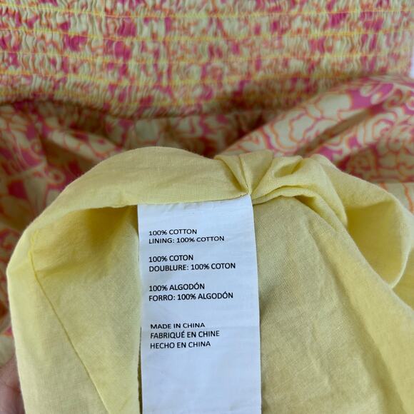 Derek Lam Paisley Floral Flare Yellow & Pink 100% Cotton Mini Dress size 4 - Picture 6 of 12